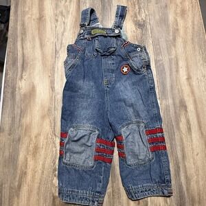 Oilily Kids Denim Overalls Vintage Y2K Streetwear Star Patch Size 92 2T
